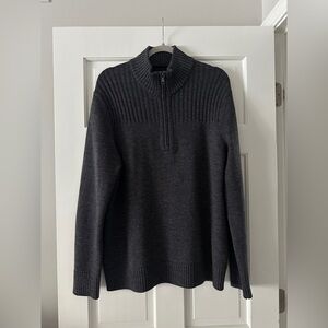 Banana Republic 100% Extra Fine Merino Wool Rib Knit Half Zip Pullover Sweater